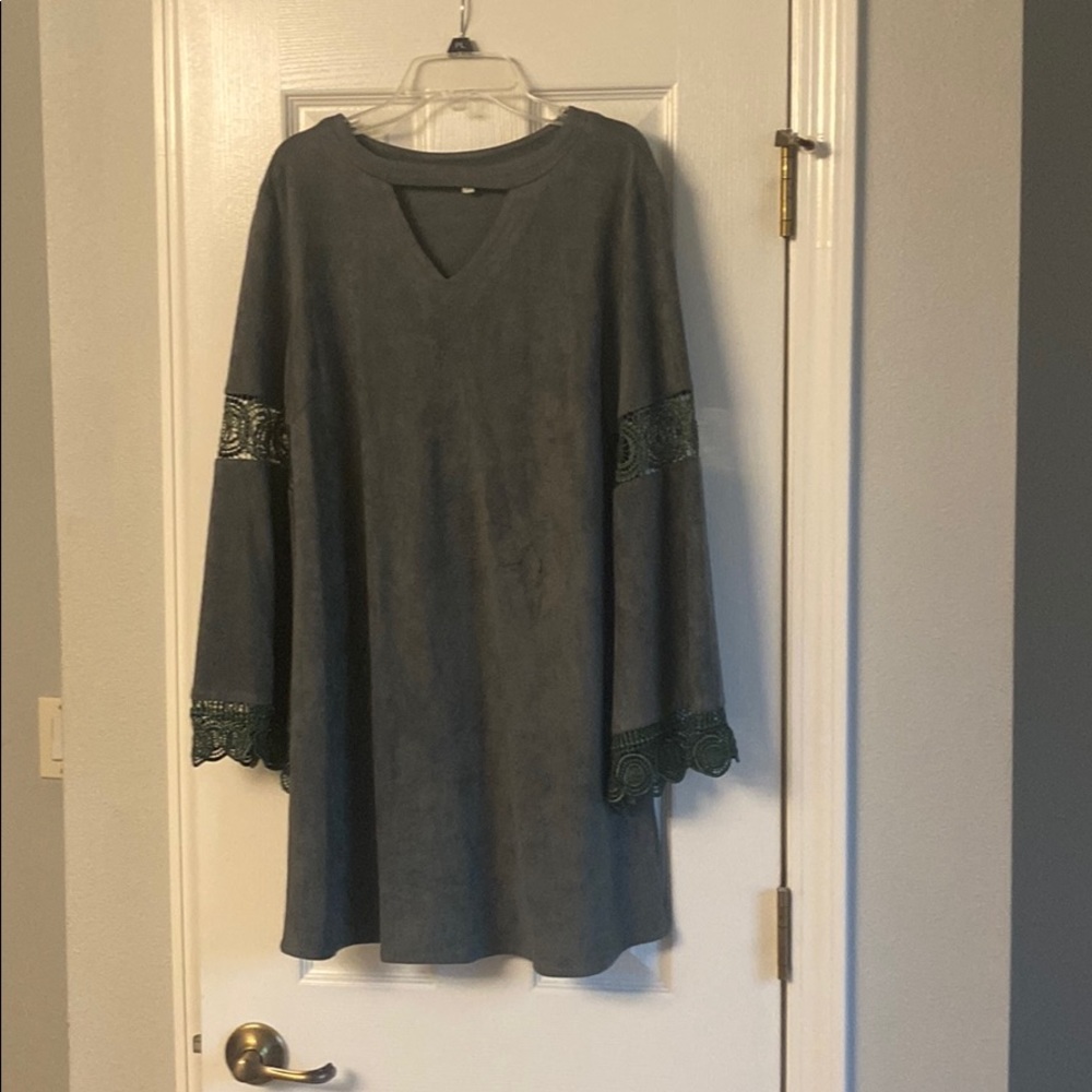 Suede green dress